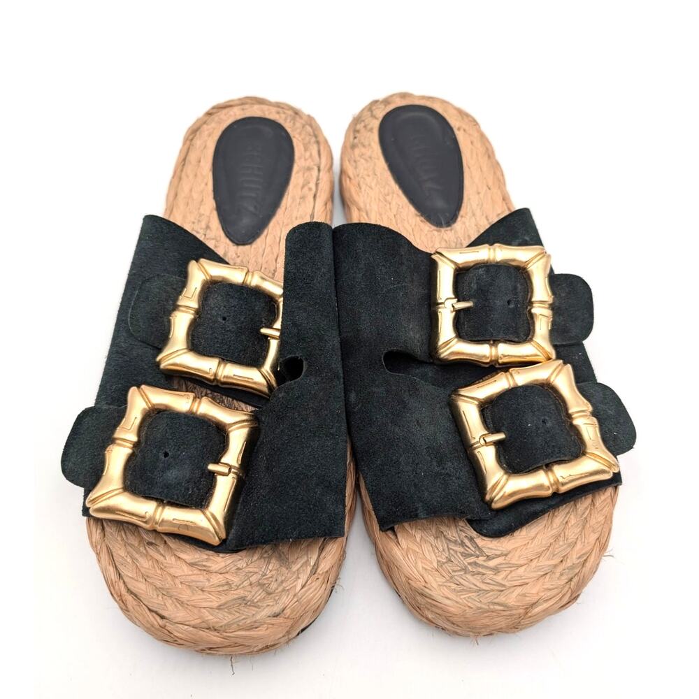 Schutz Enola Rope Platform Women's Sandals Suede Black Size US7.5B EU38 - Picture 8 of 11